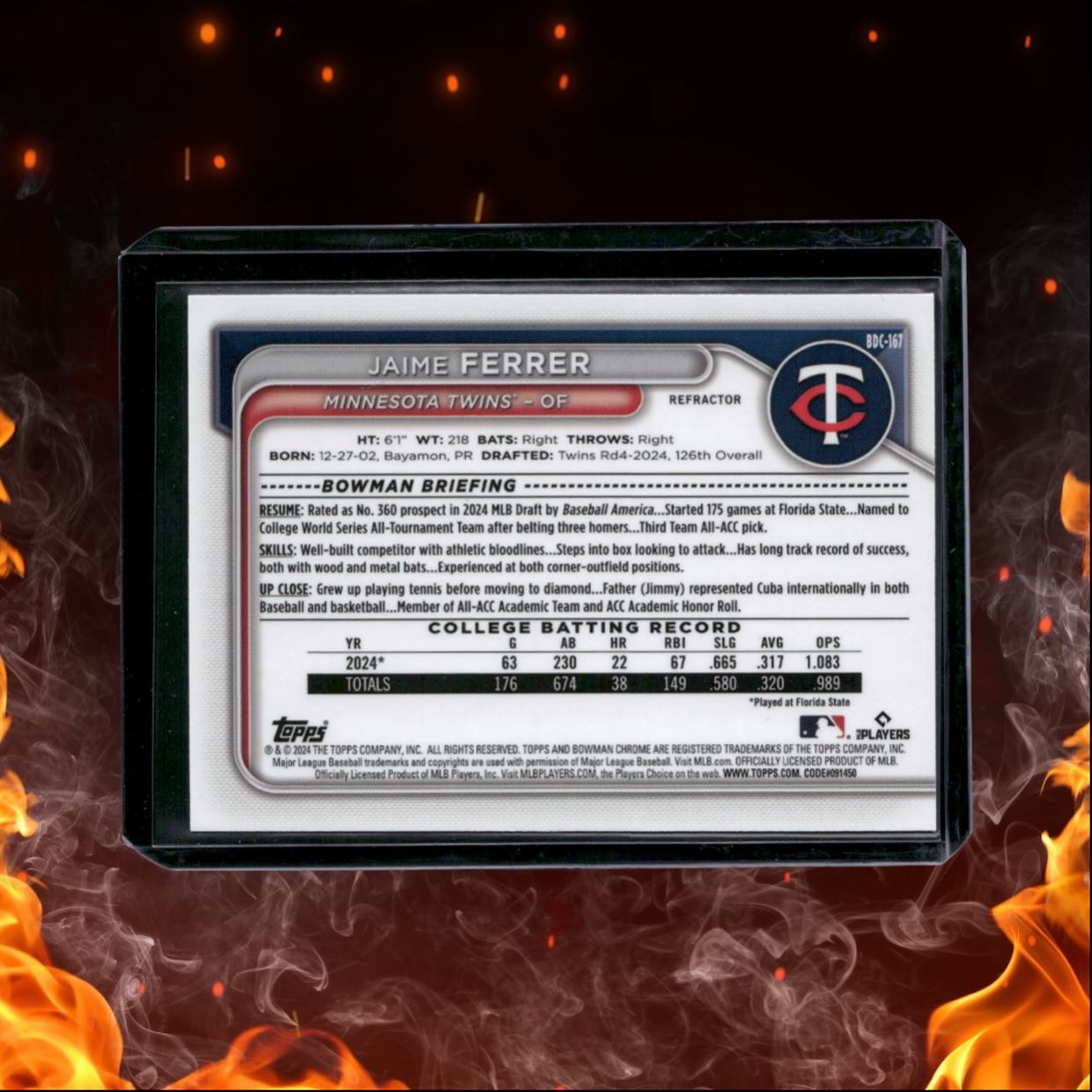2024 Bowman Chrome Jaime Ferrer 1st Prospect Refractor #BDC-167