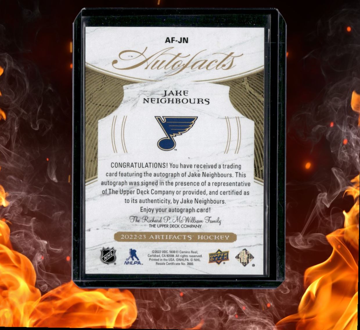 2022-23 Upper Deck Artifacts Jake Neighbours Auto Facts Auto #AF-JN