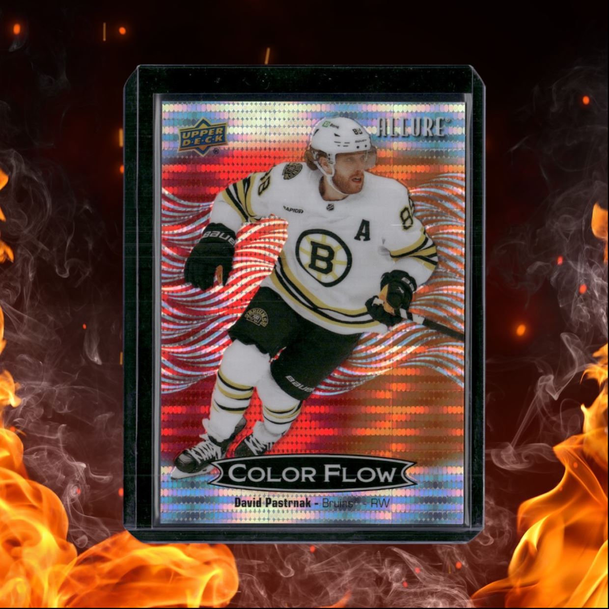 2024-25 Upper Deck Allure David Pastrnak Color Flow Red Orange Spectrum 075/150