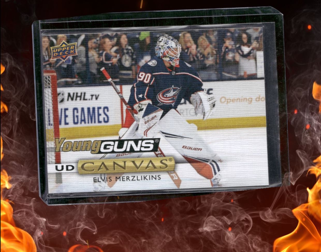 2019-20 Upper Deck Elvis Merzlikins UD Canvas Young Guns (A) Rookie #C118