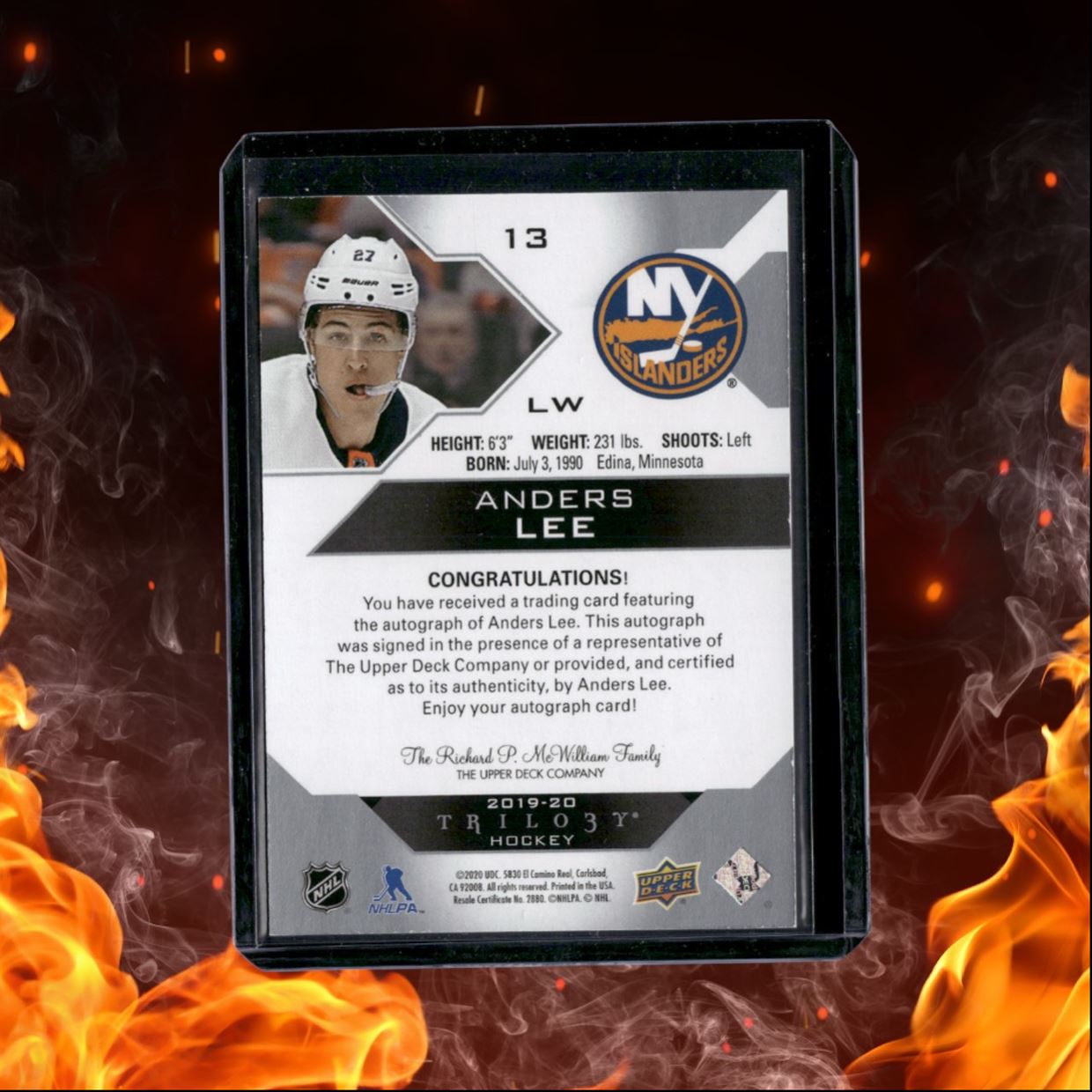 2019-20 Upper Deck Trilogy Anders Lee Silver Foil Auto #13