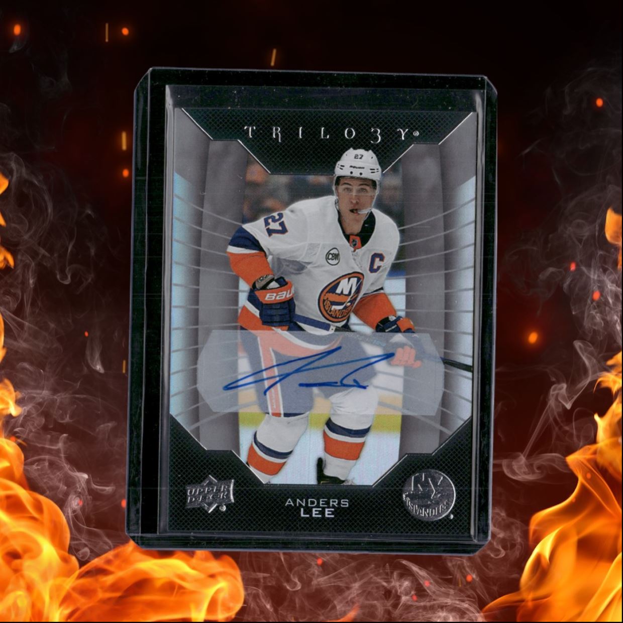 2019-20 Upper Deck Trilogy Anders Lee Silver Foil Auto #13
