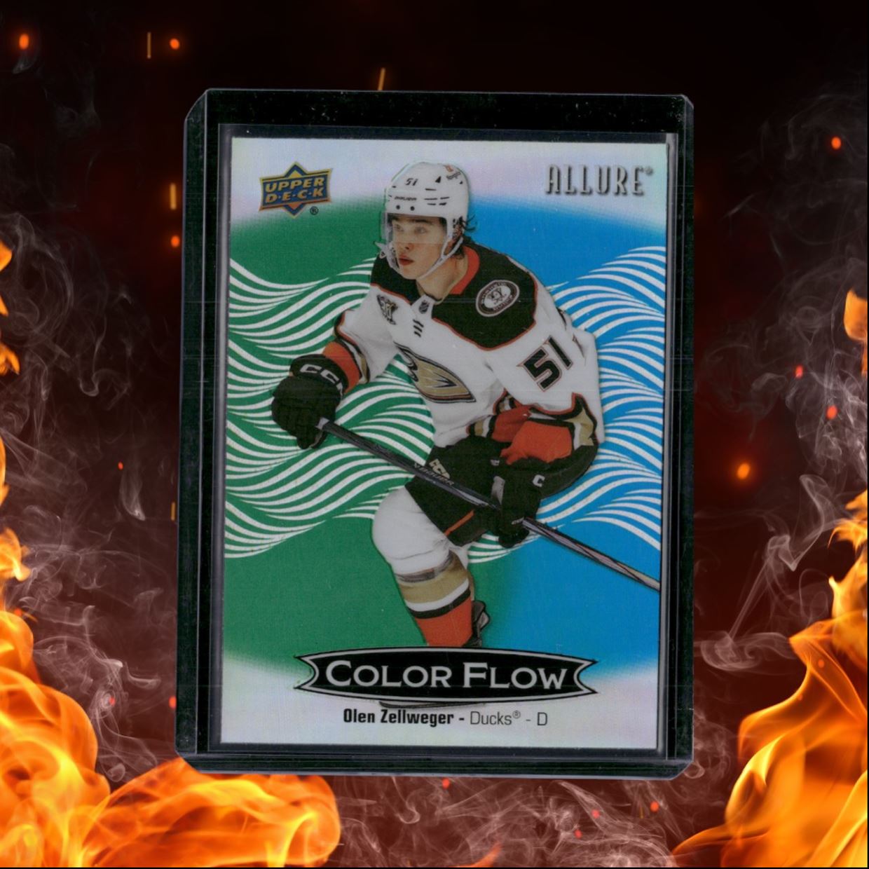2024-25 Upper Deck Allure Olen Zellweger Color Flow Green Blue Rookie #CFL-41