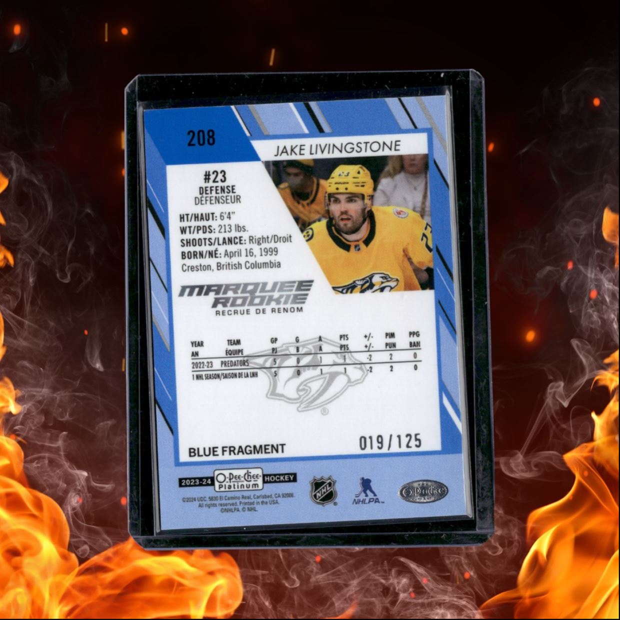 2023-24 O-Pee-Chee Platinum Jake Livingstone Marquee Blue Fragment Rookie
