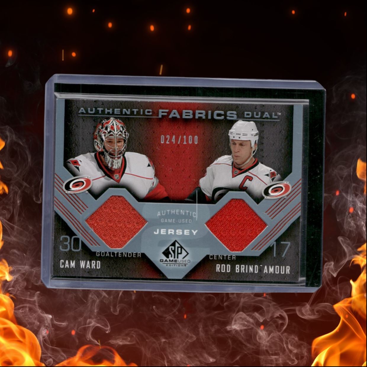 2007-08 SP Game Used Rod Brind'Amour / Cam Ward Authentic Fabrics Dual Jersey