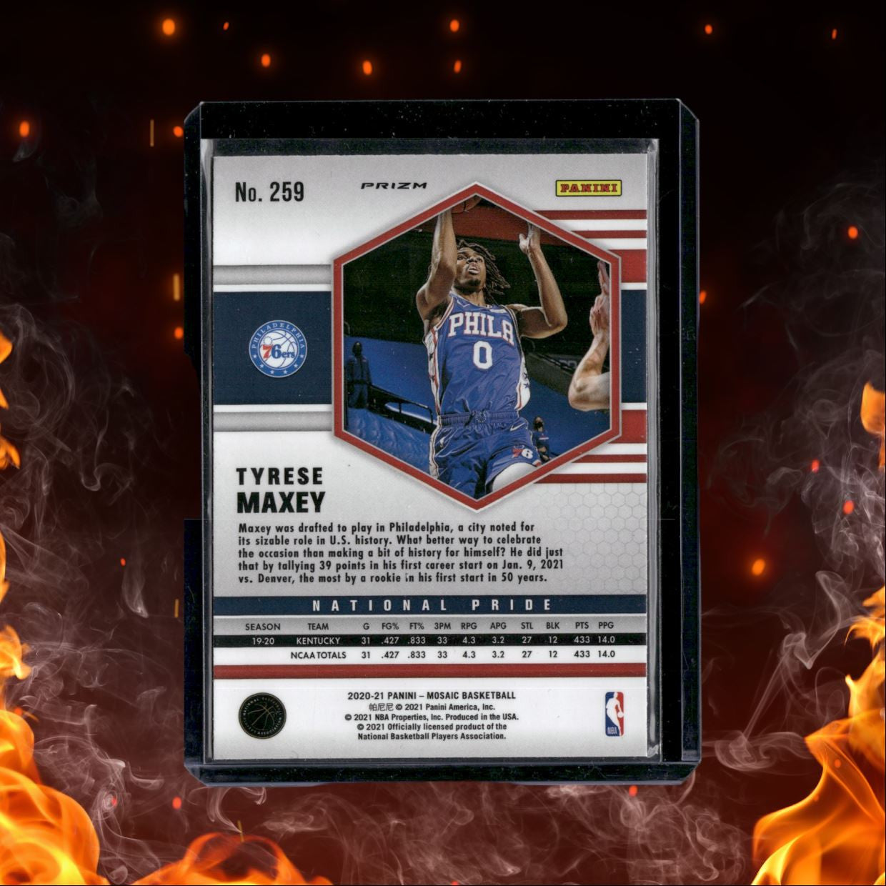 2020-21 Panini Mosaic Reactive Pink Tyrese Maxey Rookie #259