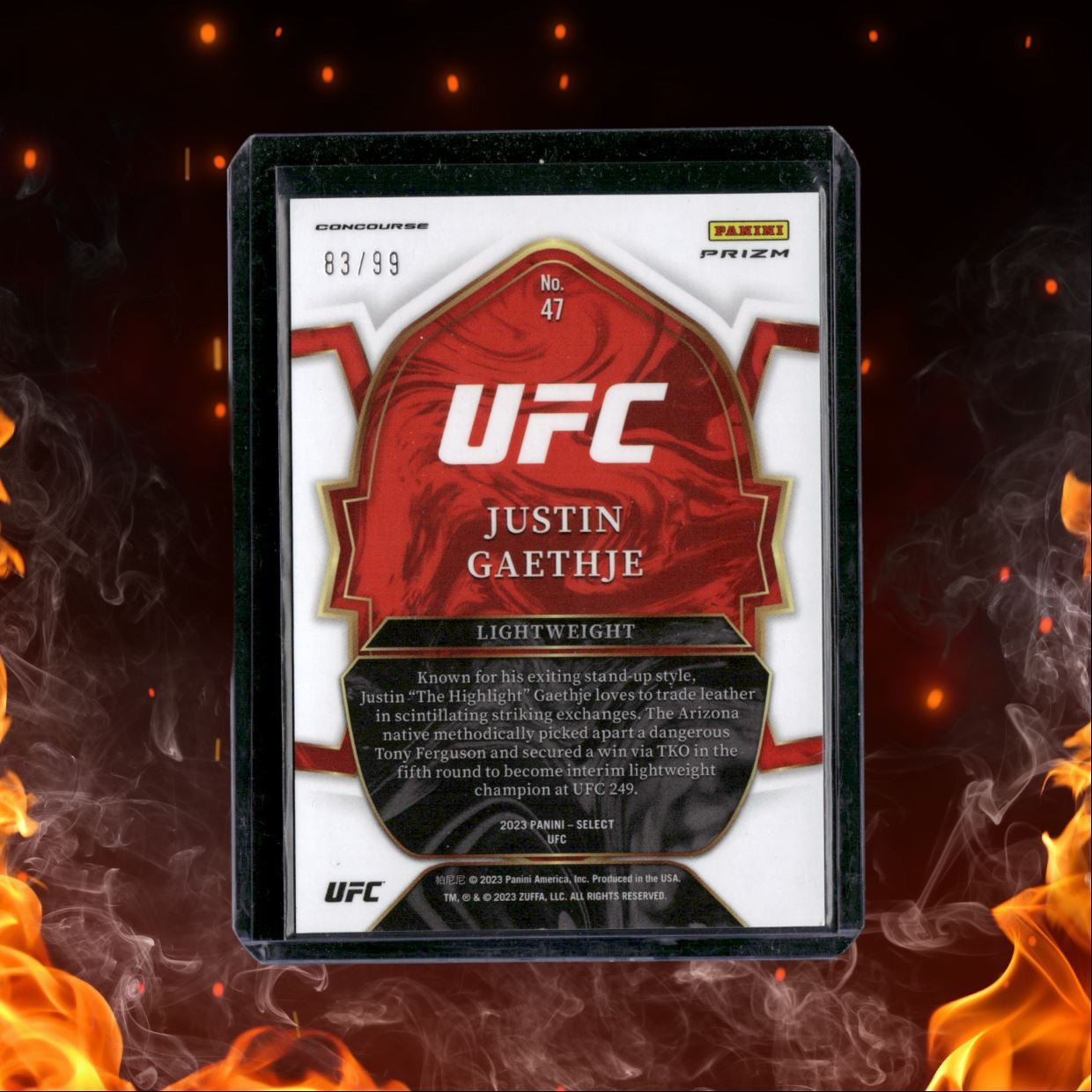 2023 Panini Select Justin Gaethje Red Disco Prizm 83/99 #47