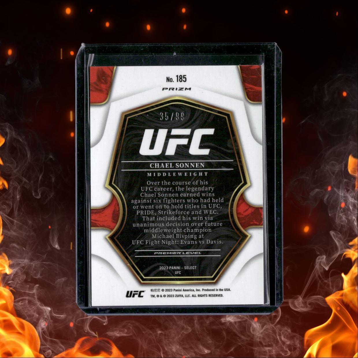 2023 Panini Select Chael Sonnen Premier Level Purple Prizm 35/99 #185