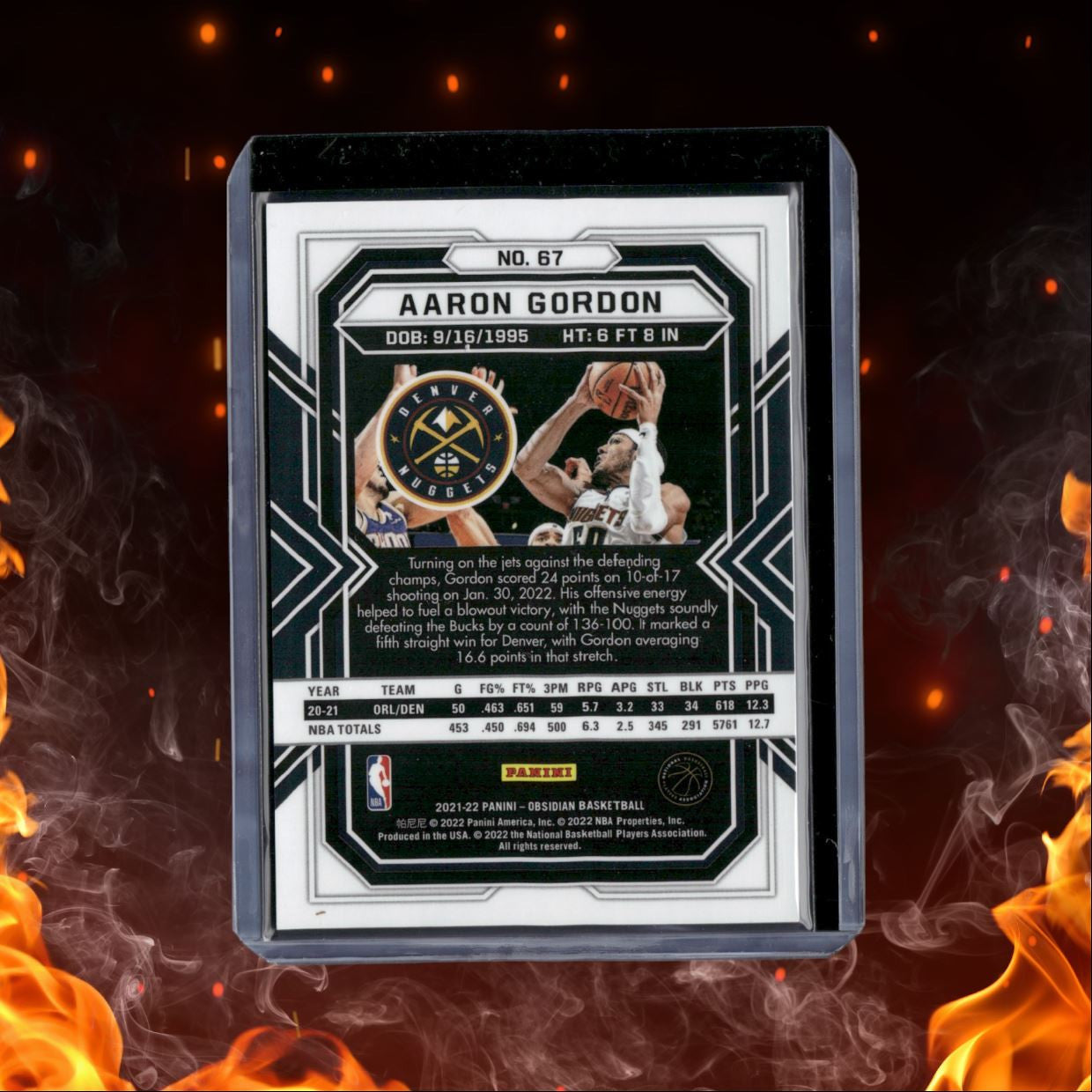 2021-22 Panini Obsidian Electric Etch Blue Flood Aaron Gordon #67