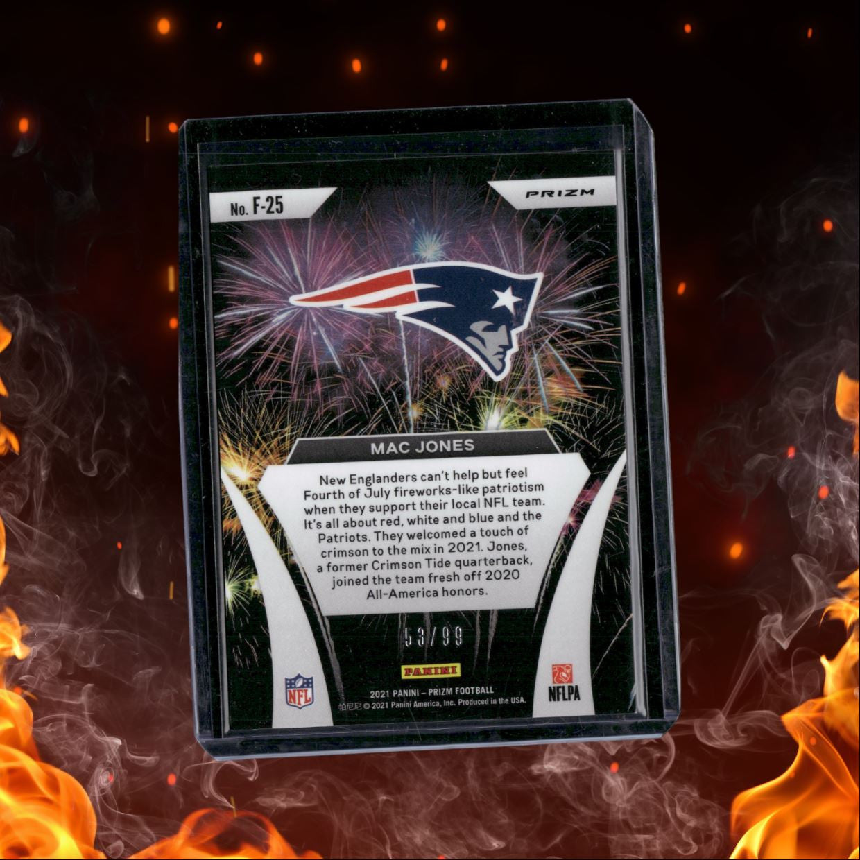 2021 Panini Prizm Mac Jones Fireworks Prizm Blue Ice 53/99 #F-25