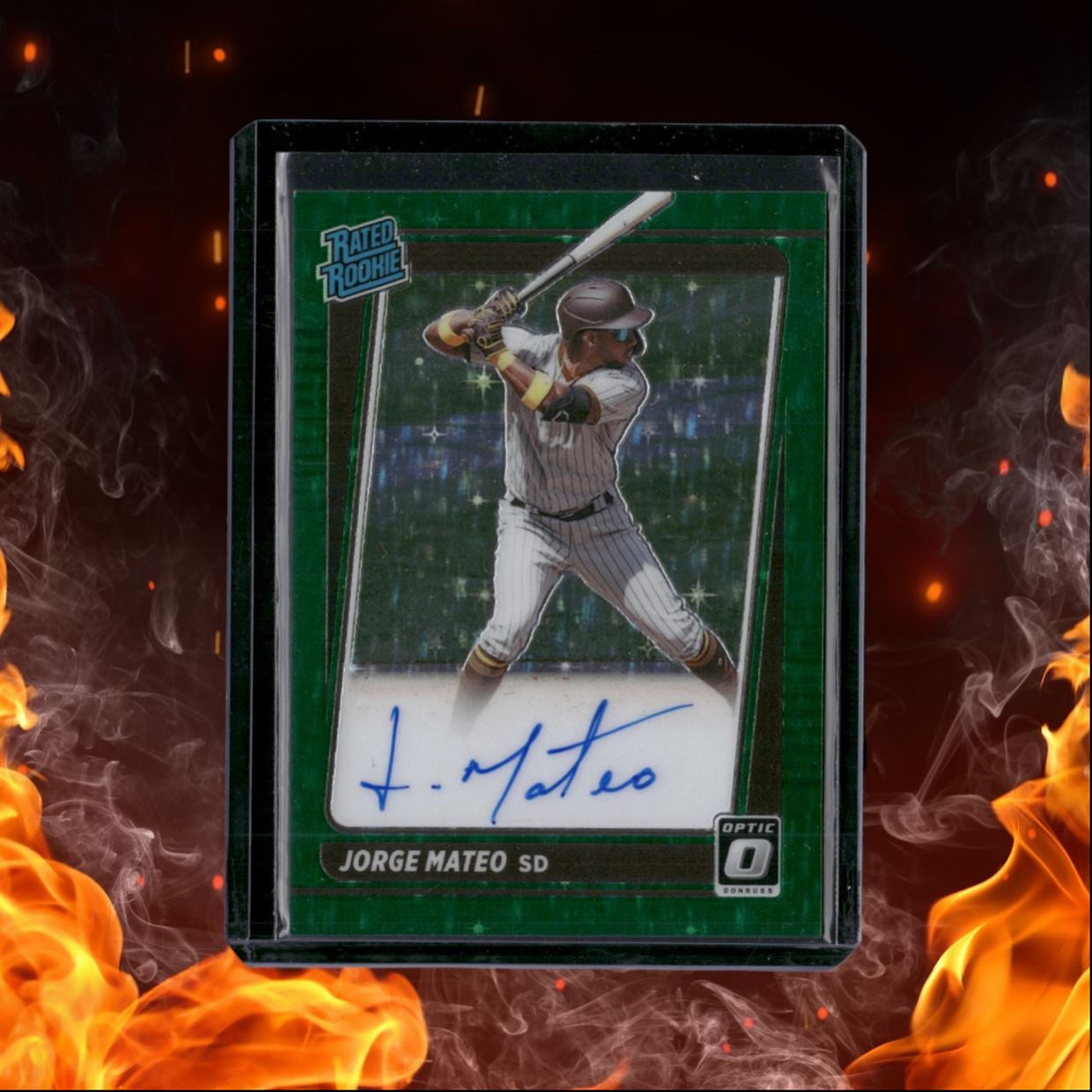 2021 Panini Donruss Optic Jorge Mateo Green Star Prizm Rated Rookie Auto 10/75