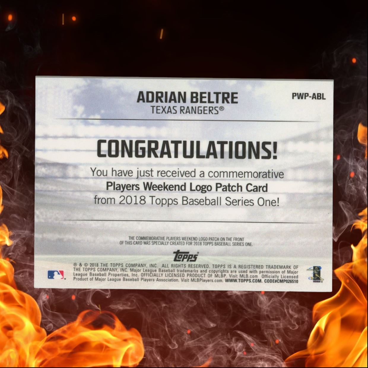 2018 Topps Adrian Beltre Players Weekend Logo Patch #PWP-ABL