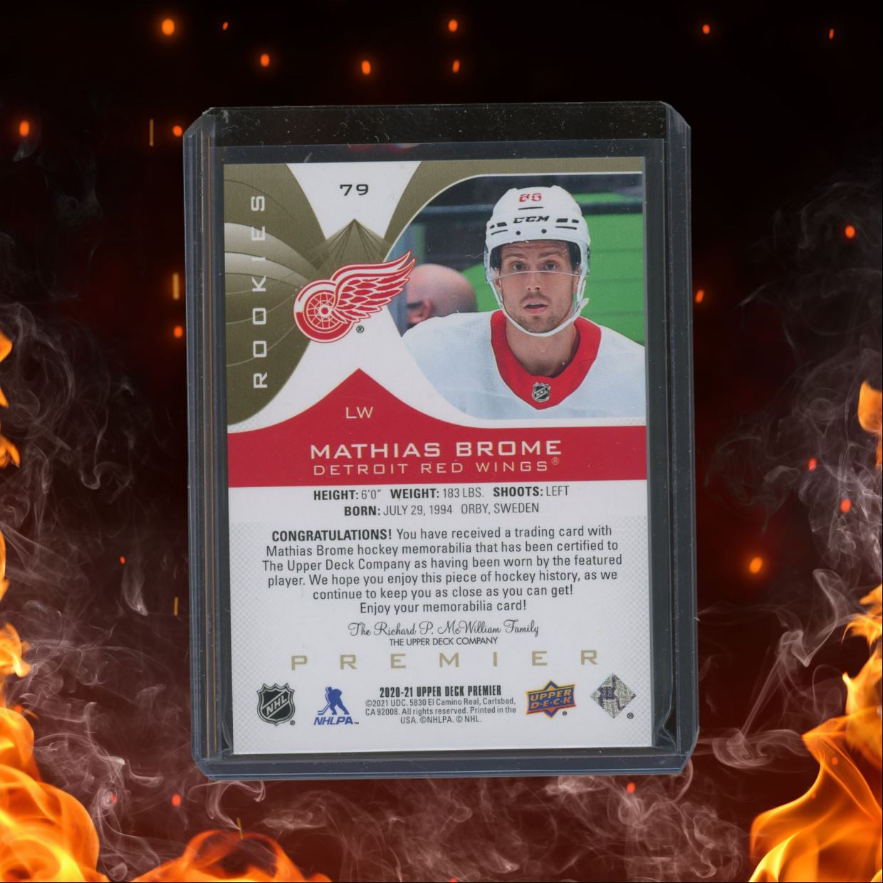 2020-21 Upper Deck Premier Mathias Brome Gold Patch Rookie 42/49 #79