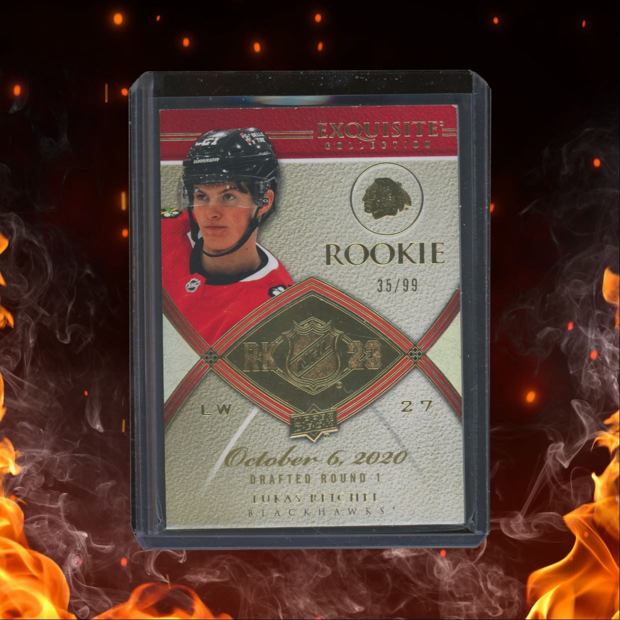 2023-24 Upper Deck Exquisite Collection Lukas Reichel Gold Draft Rookie 35/99