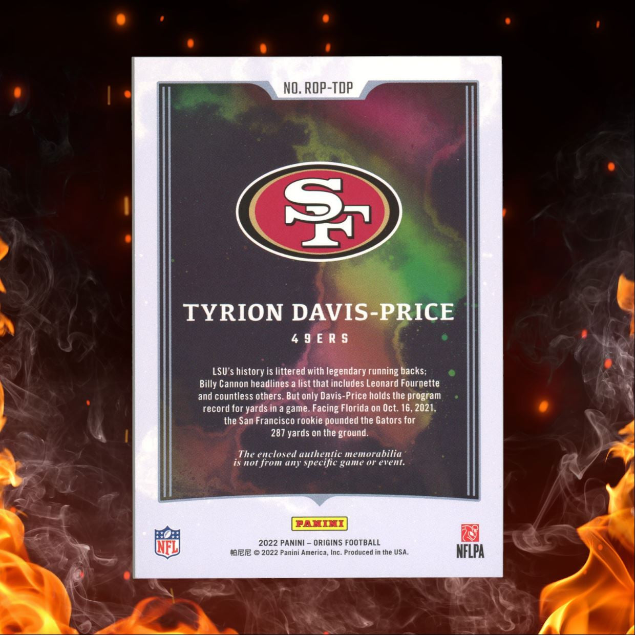 2022 Panini Origins Tyrion Davis-Price Patch 85/99 #ROP-TDP