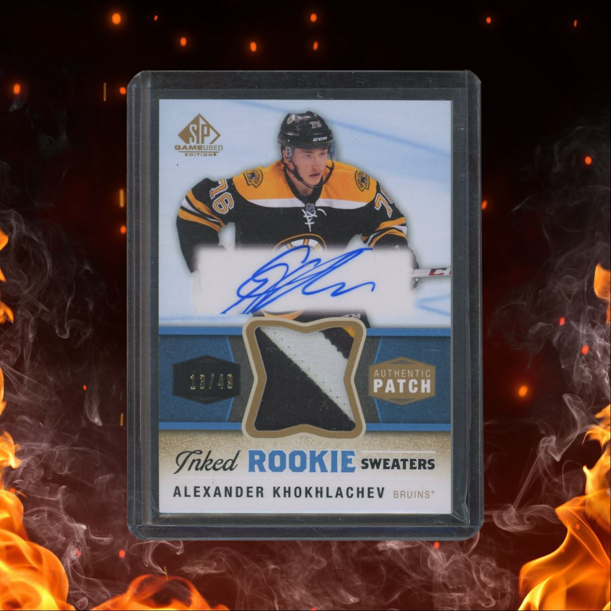 2014-15 SP Game Used Alexander Khokhlachev Inked Sweaters Gold Rookie Auto 13/49