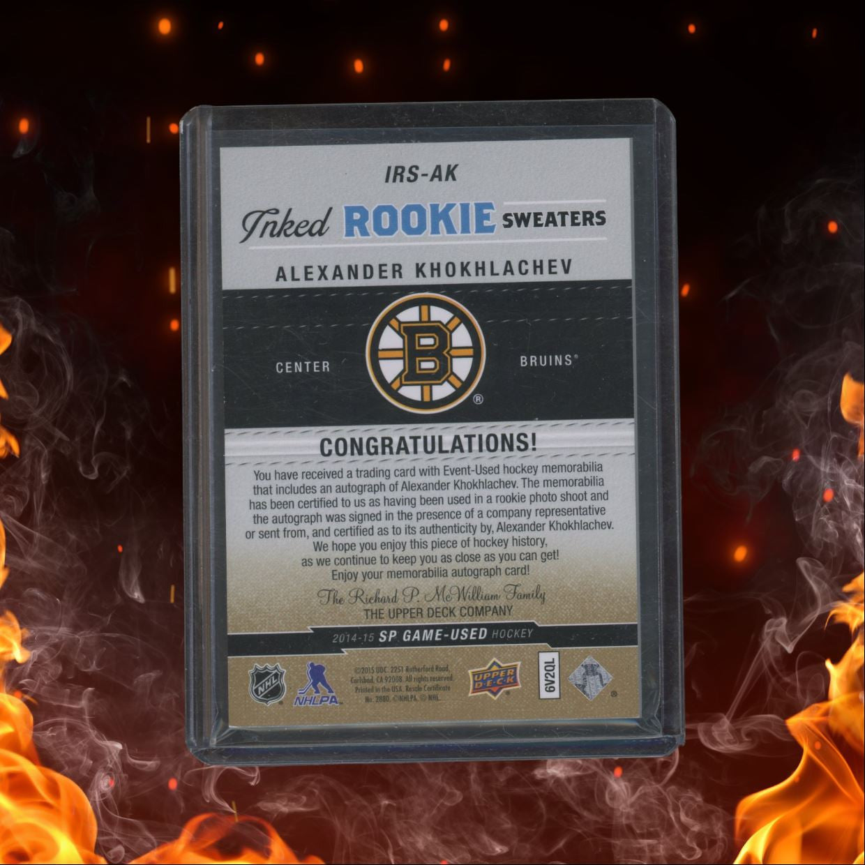 2014-15 SP Game Used Alexander Khokhlachev Inked Sweaters Gold Rookie Auto 13/49