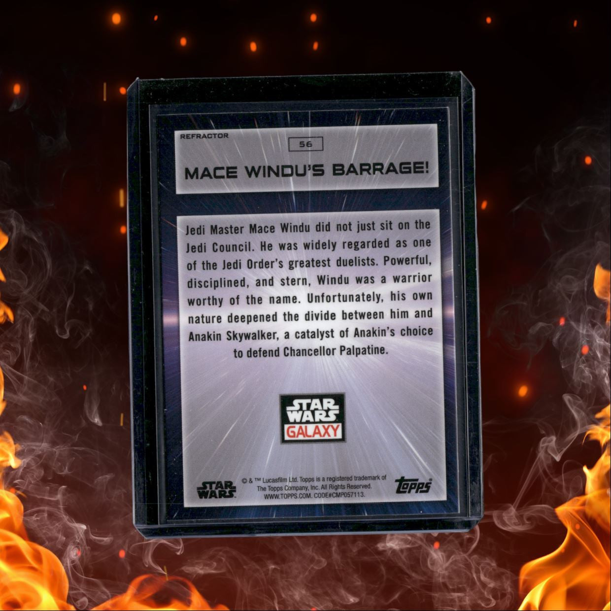 2022 Topps Chrome Star Wars Galaxy Mace Windu's Barrage! Refractor #56