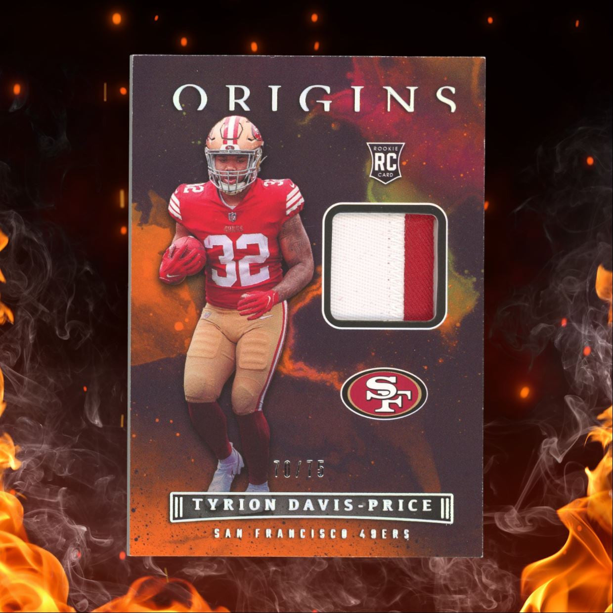 2022 Panini Origins Tyrion Davis-Price Patch 70/75 #ROP-TDP