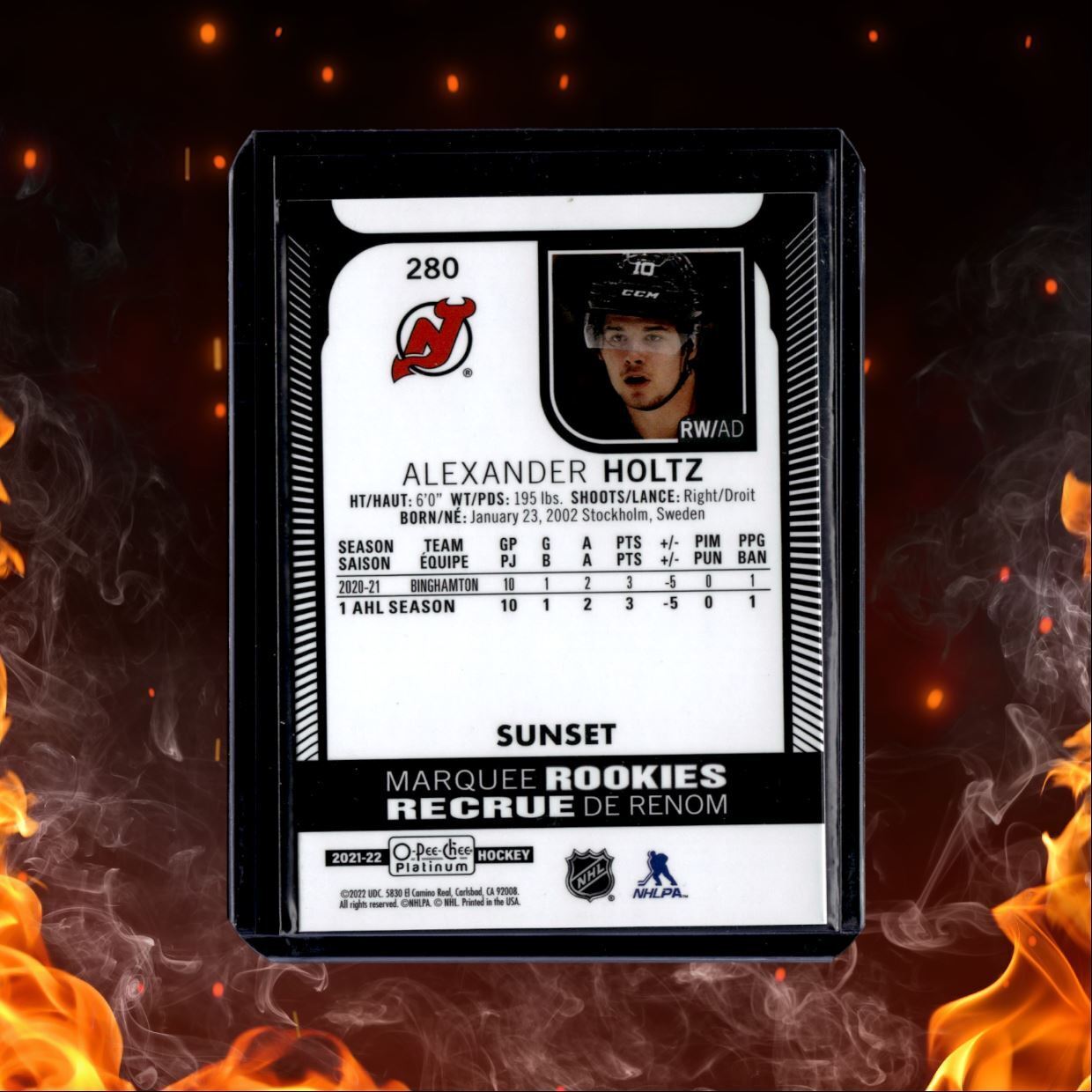 2021-22 O-Pee-Chee Platinum Alexander Holtz Sunset Rookie #280