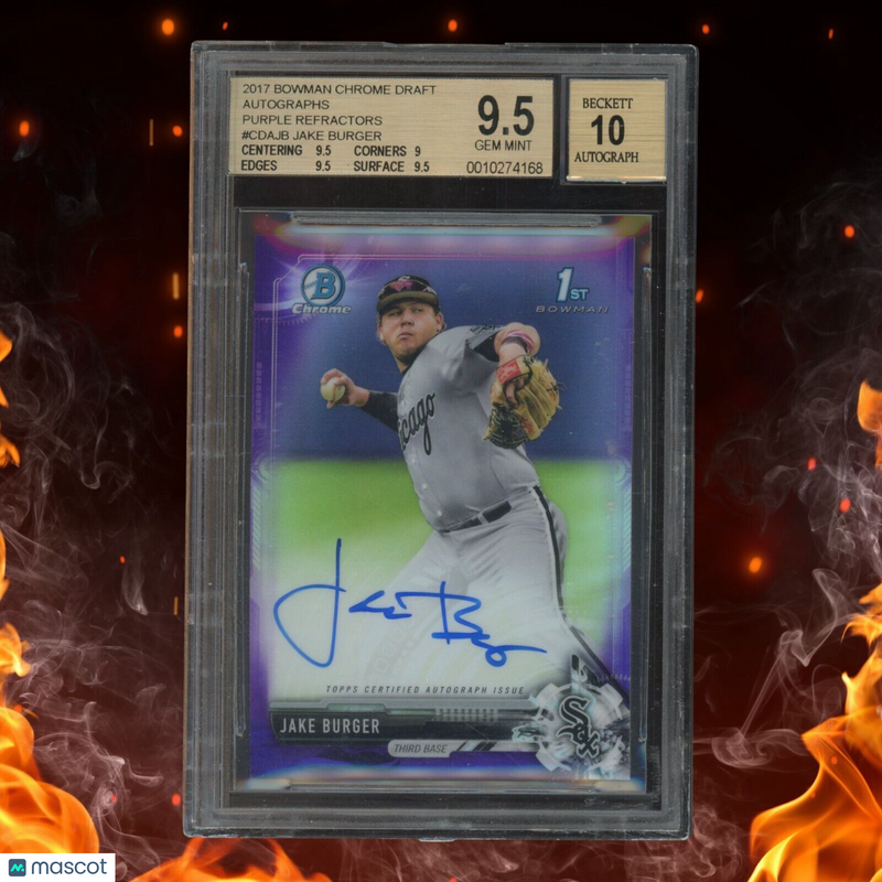 2017 Bowman Chrome JAKE BURGER 1st Bowman Auto /250 Purple Refractor BGS 9.5