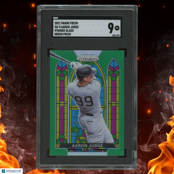 2021 Panini Prizm AARON JUDGE Stained Glass Green Prizm SGC 9 #SG-5
