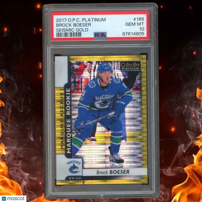 2017-18 O-Pee-Chee Platinum BROCK BOESER Marquee Rookie /50 Seismic Gold PSA 10