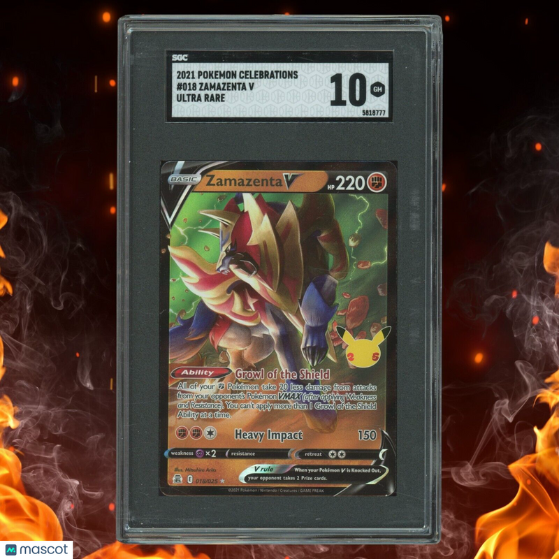 Pokemon Celebrations ZAMAZENTA V Ultra Rare Full Art 018/025 SGC 10