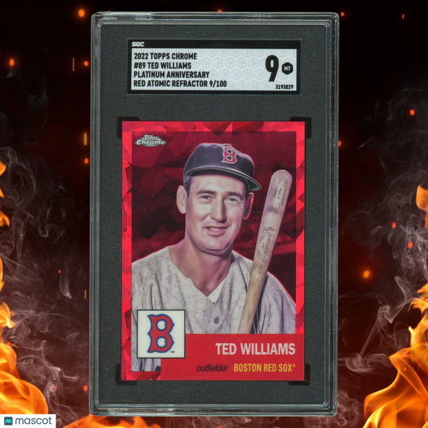 2022 Topps Chrome Platinum TED WILLIAMS /100 Red Atomic Refractor SGC 9 #89