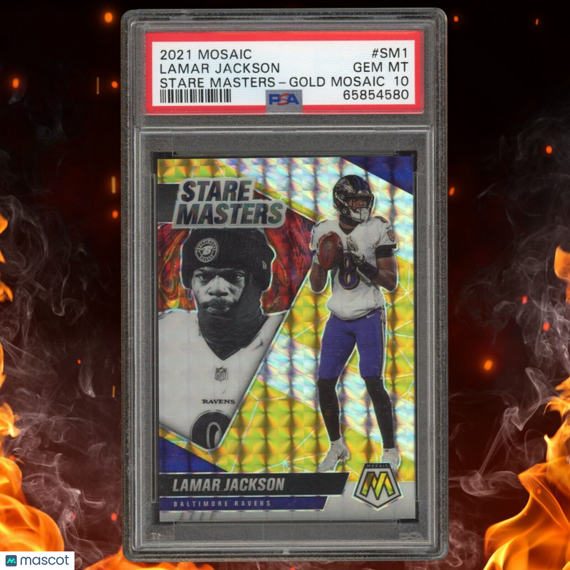 2021 Panini Mosaic LAMAR JACKSON Stare Masters /10 Gold PSA 10