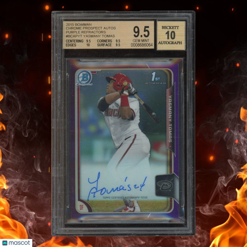 2015 Bowman Chrome YASMANY TOMAS 1st Bowman Auto /250 Purple Refractor BGS 9.5