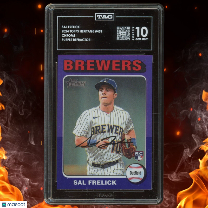 2024 Topps Heritage SAL FRELICK Chrome Rookie Retro Purple Refractor TAG 10