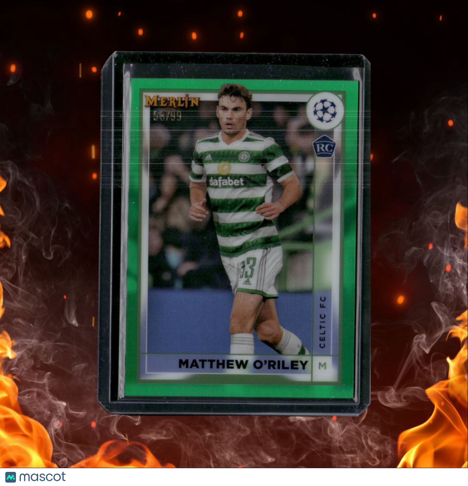 2022 Topps Merlin Chrome Matthew O'Riley Green Refractor Rookie 58/99 #34