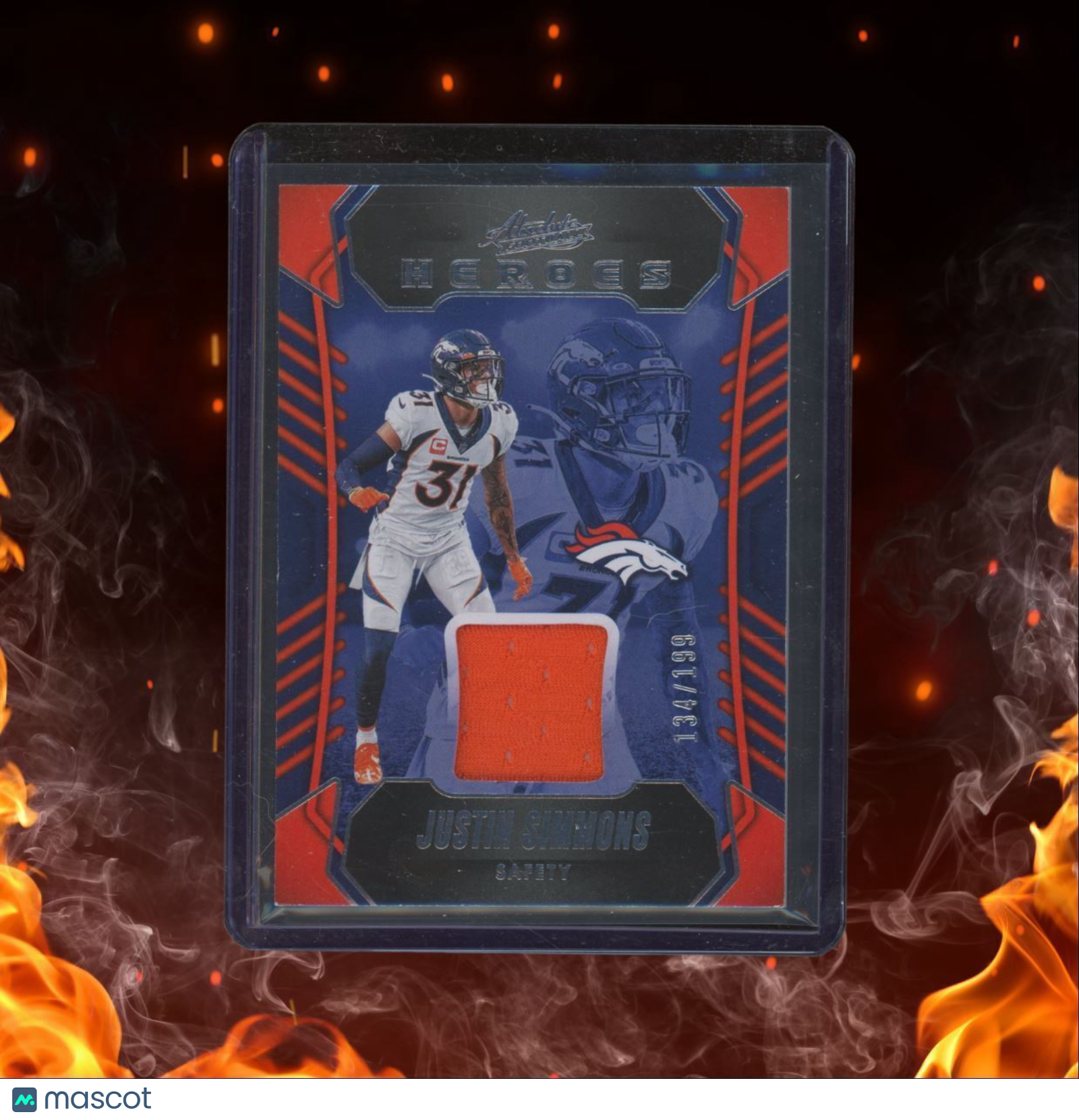 2023 Panini Absolute Justin Simmons Heroes Orange Relic 134/199 #AH-5