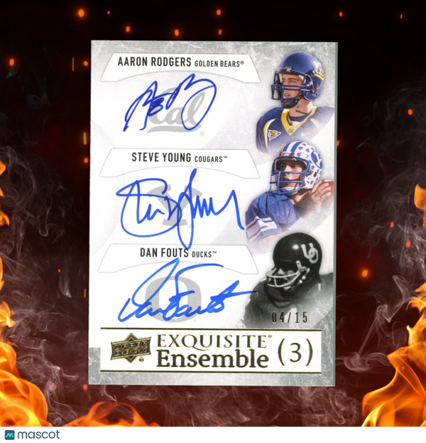 2012 Upper Deck Exquisite AARON RODGERS/STEVE YOUNG/FOUTS Auto Ensemble (3) /15