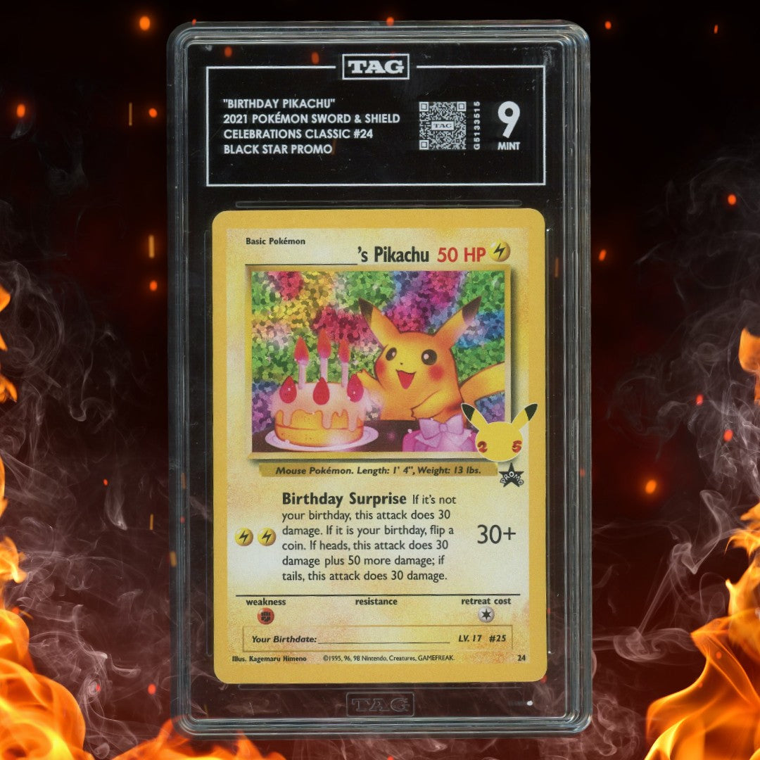 Pokemon Celebrations Classic Collection Birthday Pikachu Holo #24 TAG 9