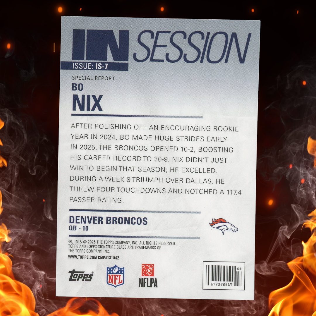 2025 Topps Signature Class Bo Nix In Session Red /25 #IS-7