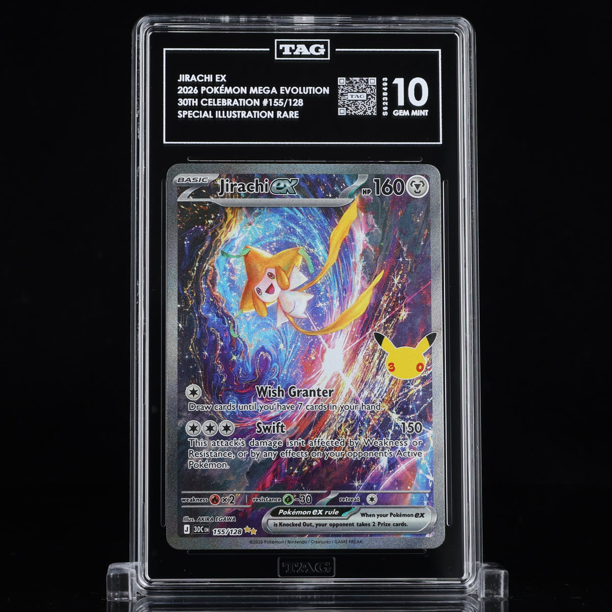 2026 Pokemon 30th Celebration Jirachi EX SIR 155/128 TAG 10