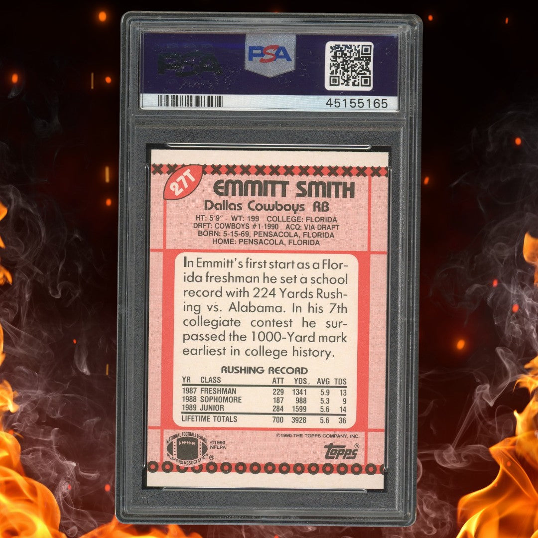 1990 Topps Traded Emmitt Smith Rookie PSA 10 #27T