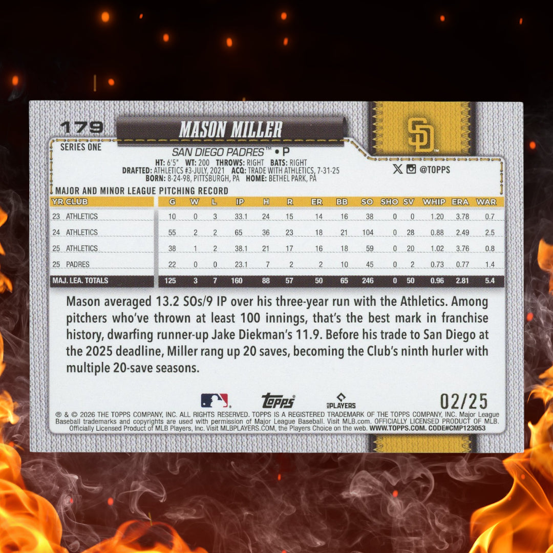 2026 Topps Series 1 Mason Miller Camo /25 #179