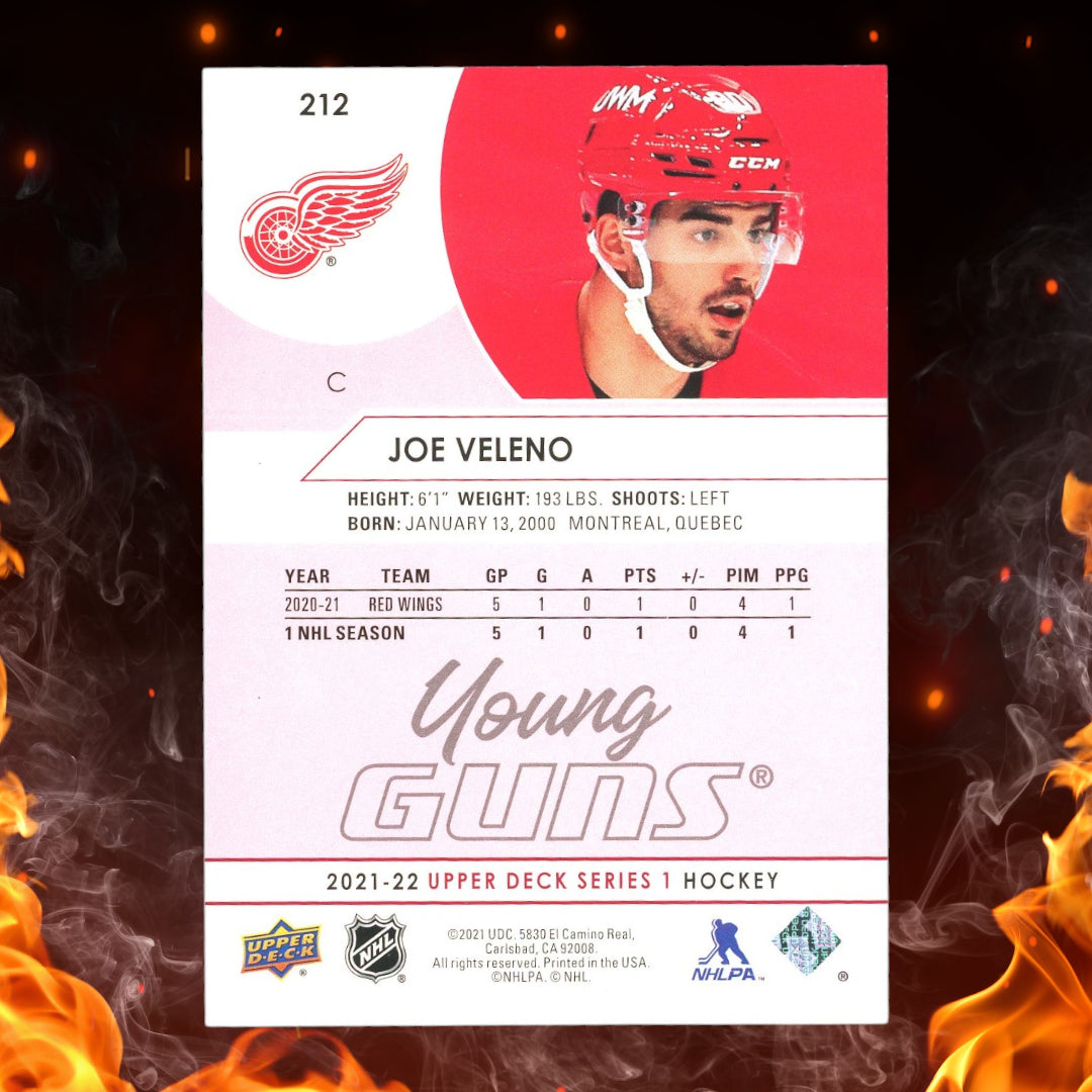 2021-22 Upper Deck Series 1 Joe Veleno Young Guns Exclusives /100 #212