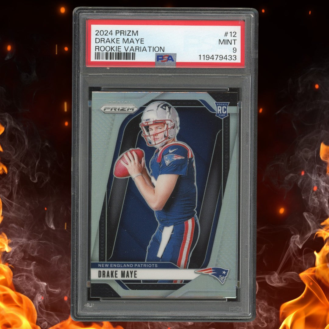2024 Panini Prizm Drake Maye Rookie Variation Silver Rookie #12 PSA 9