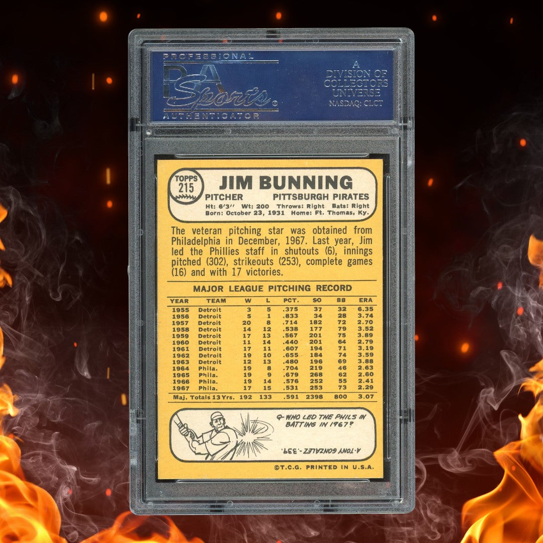 1968 Topps Jim Bunning #215 PSA 9