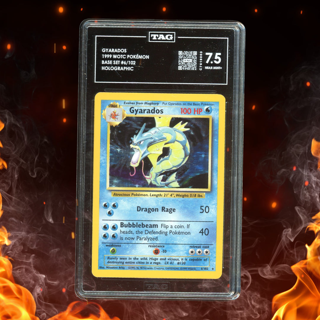 1999 Pokemon Base Set Gyarados Holo Rare 6/102 TAG 7.5