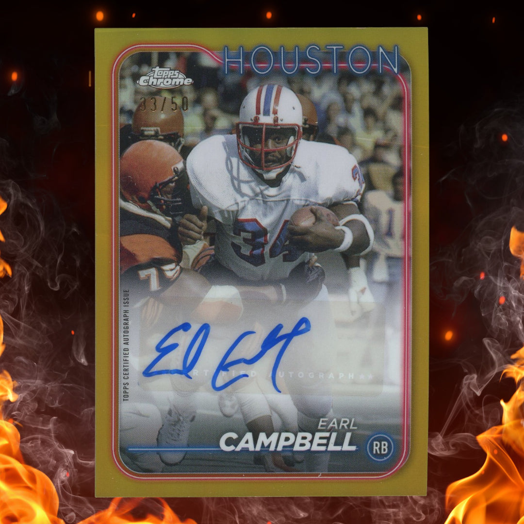 2024 Topps Chrome Earl Campbell Base Auto Variation Gold Refractor /50