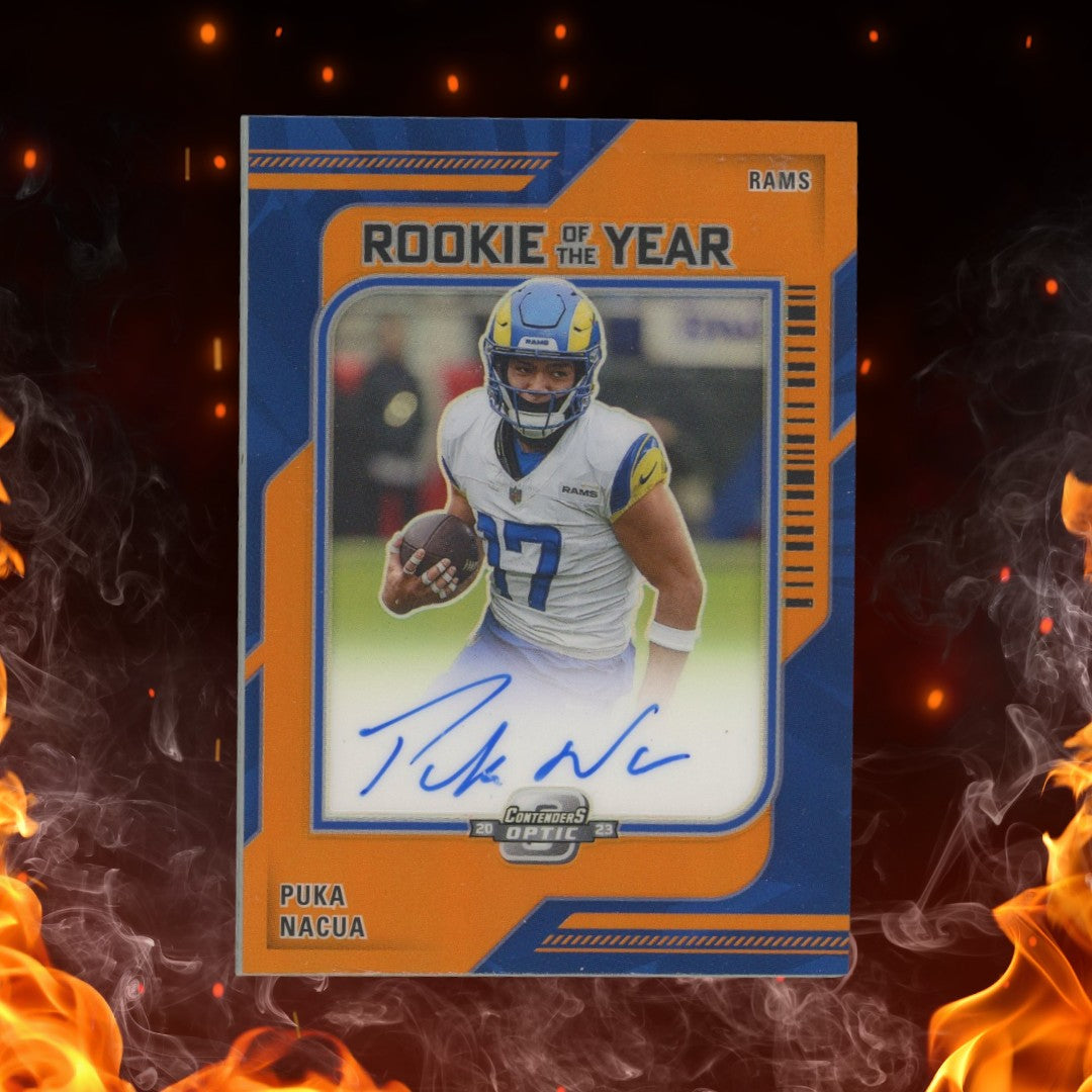 2023 Panini Contenders Optic Puka Nacua Rookie of the Year Orange /50 #ROY-PN