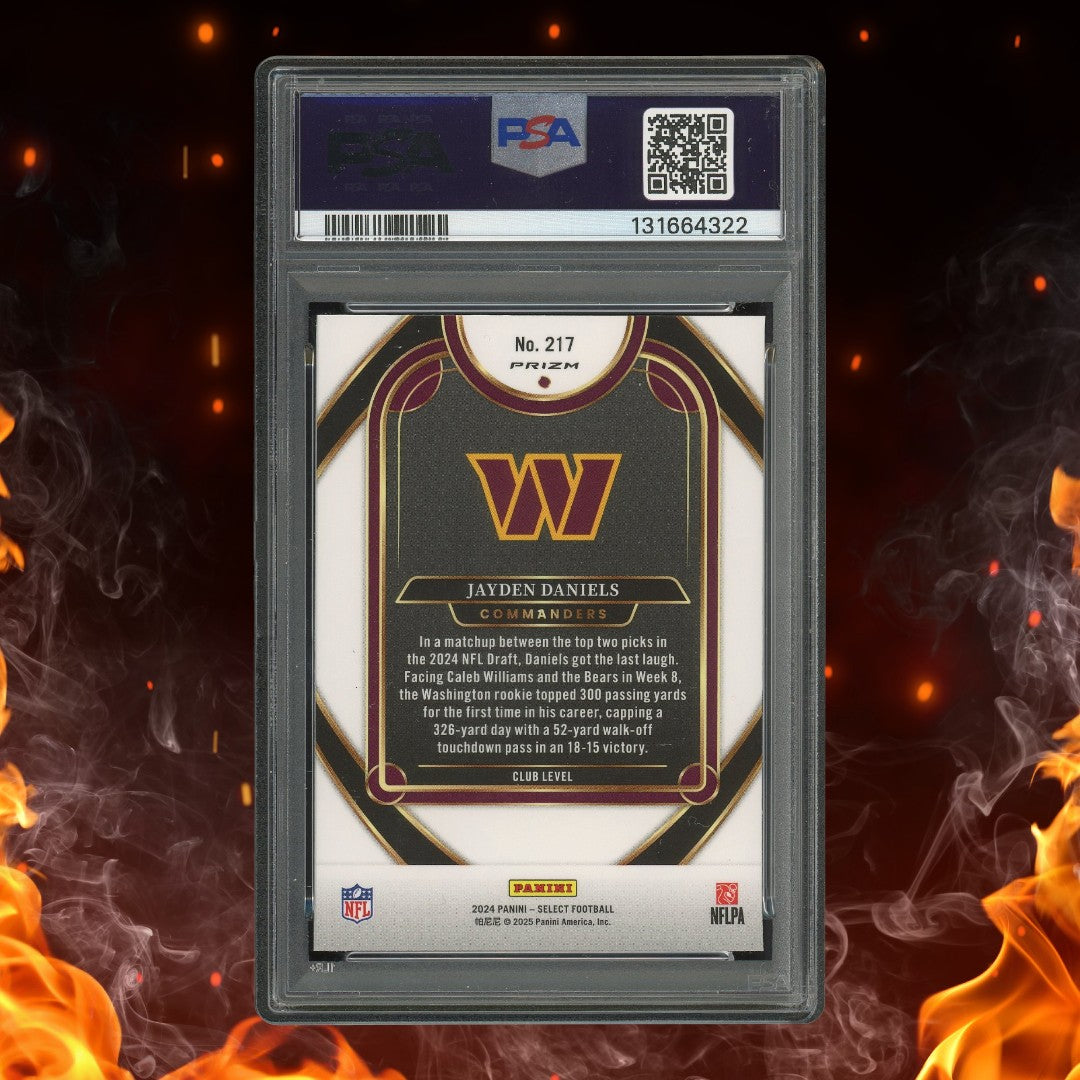 2024 Panini Select Jayden Daniels Red & Yellow Shock Rookie #217 PSA 10