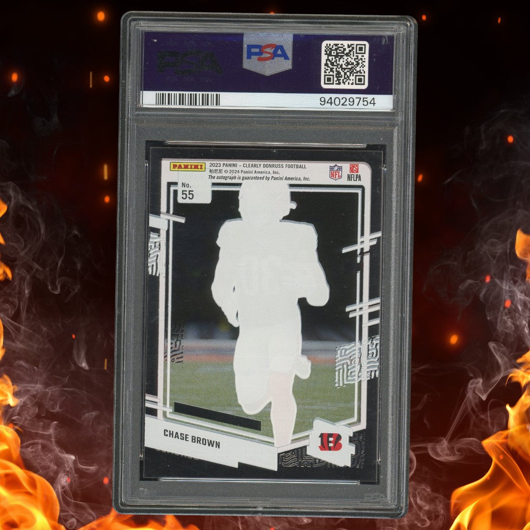 2023 Panini Clearly Donruss Chase Brown Rated Rookie Auto #55 PSA 10