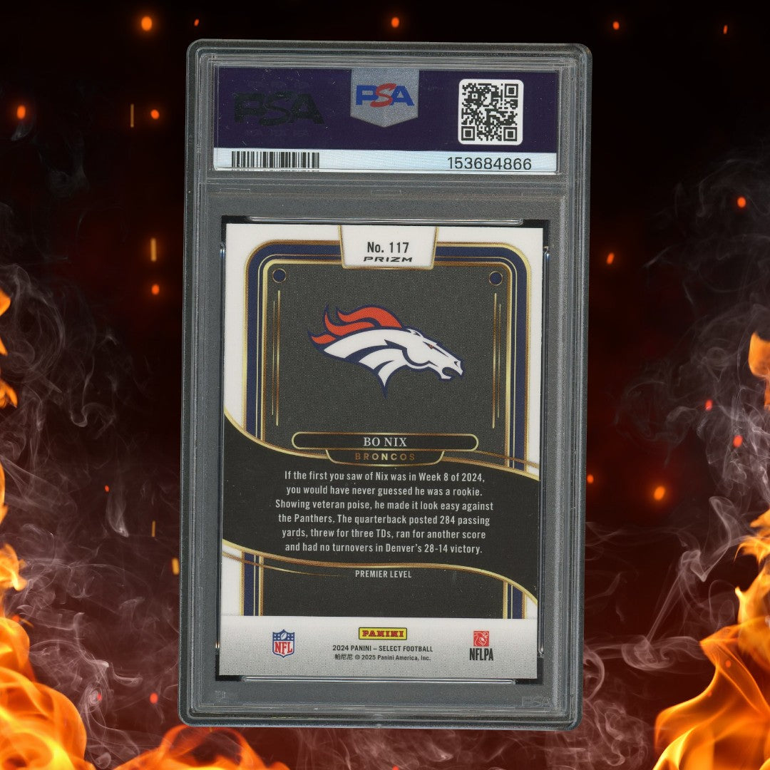 2024 Panini Select Bo Nix Rookie Black & Gold Shock PSA 10 #117