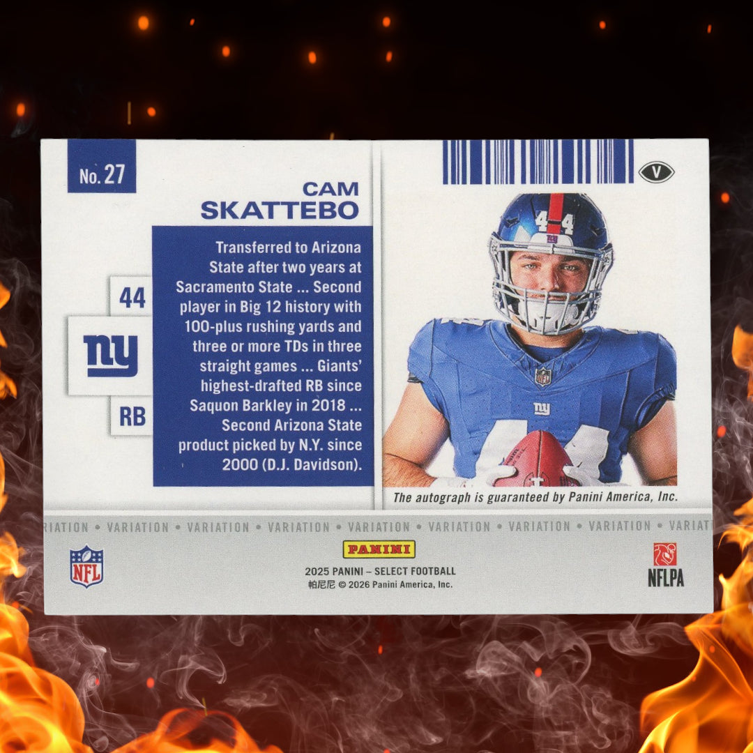 2025 Panini Select Cam Skattebo Contenders Rookie Ticket Auto Variation #27